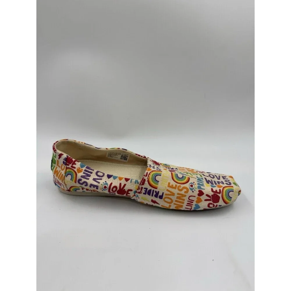 Womens Toms Size 7.5 Shoes SlipOn Alpargata Unity Love Wins Pride Rainbow Canvas